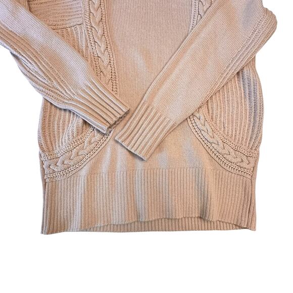 Reiss Dalia Cableknit Wool Blend Sweater Sz Small Classic Funnel Neck Beige - Picture 6 of 7